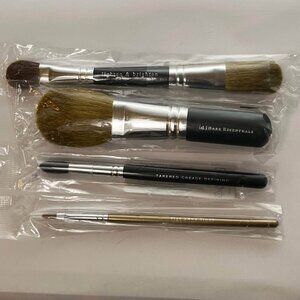 BareMinerals 4 piece brush set with gold box mirror carry case